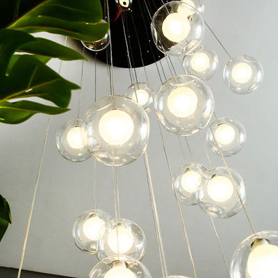 Stair Long Glass Ball Hanging Lamp LED Ceiling Light Creative Home Lighting Modern Chandelier