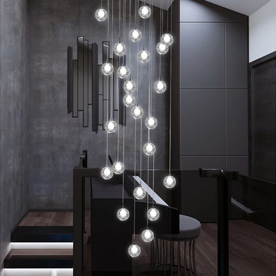 Stair Long Glass Ball Hanging Lamp LED Ceiling Light Creative Home Lighting Modern Chandelier