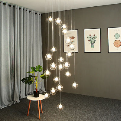 Stair Long Glass Ball Hanging Lamp LED Ceiling Light Creative Home Lighting Modern Chandelier