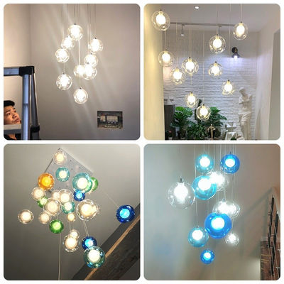 Stair Long Glass Ball Hanging Lamp LED Ceiling Light Creative Home Lighting Modern Chandelier