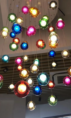 Stair Long Glass Ball Hanging Lamp LED Ceiling Light Creative Home Lighting Modern Chandelier