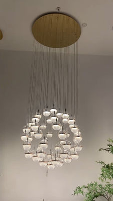 Round ball lighting modern staircase chrome acrylic crystal sand pendant lamp