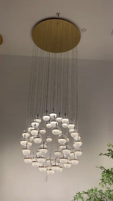 Round ball lighting modern staircase chrome acrylic crystal sand pendant lamp
