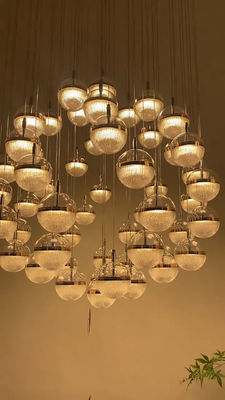 Round ball lighting modern staircase chrome acrylic crystal sand pendant lamp