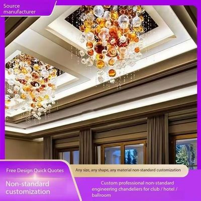 Modern Decorative Crystal Multi-Color Bubble Glass Ball Chandelier Used for Hotel Lobby Table Wedding Custom Lobby Long Staircase Big Size Luxury Project Led Glass Ball Chandelier Pendant Light