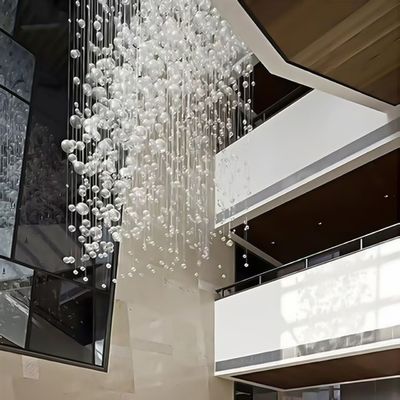 Modern Decorative Crystal Multi-Color Bubble Glass Ball Chandelier Used for Hotel Lobby Table Wedding Custom Lobby Long Staircase Big Size Luxury Project Led Glass Ball Chandelier Pendant Light
