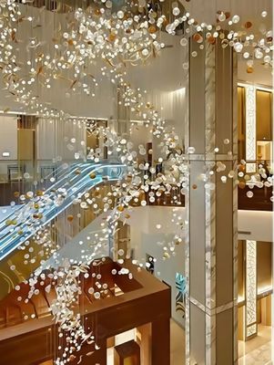 Modern Decorative Crystal Multi-Color Bubble Glass Ball Chandelier Used for Hotel Lobby Table Wedding Custom Lobby Long Staircase Big Size Luxury Project Led Glass Ball Chandelier Pendant Light