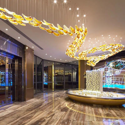 Non Standard Project Hotel Lobby Club Golden Glass Hanging Decoration Hotel Banquet Hall Decorative Lamps