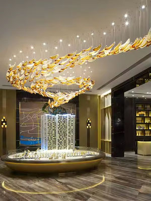 Non Standard Project Hotel Lobby Club Golden Glass Hanging Decoration Hotel Banquet Hall Decorative Lamps