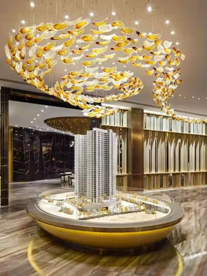 Non Standard Project Hotel Lobby Club Golden Glass Hanging Decoration Hotel Banquet Hall Decorative Lamps