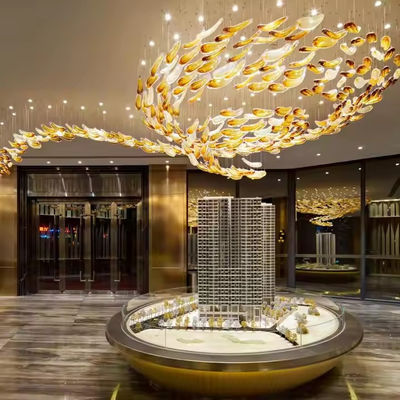 Non Standard Project Hotel Lobby Club Golden Glass Hanging Decoration Hotel Banquet Hall Decorative Lamps