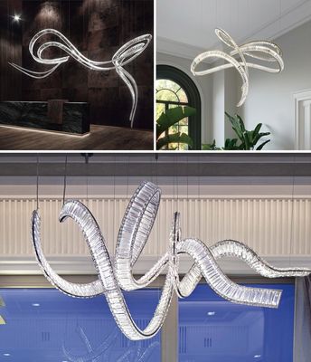 Villa High Stairs Double Crystal Light Atmosphere Ribbon Zhongshan Lamps Home Decoration Lighting Living Room Lamp 30 KG