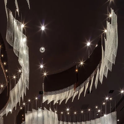 Ribbon Fan Glass Customized Hotel Lobby Senior Club Luxury High Ceiling Modern Chandelier