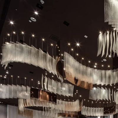 Ribbon Fan Glass Customized Hotel Lobby Senior Club Luxury High Ceiling Modern Chandelier