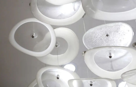 White Glass Pendant Art Glass Hotel Lobby Villa Living Room Luxury Glass Ceiling Led Decorative Chandelier