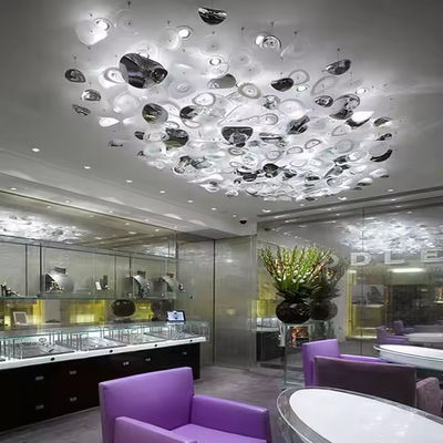 White Glass Pendant Art Glass Hotel Lobby Villa Living Room Luxury Glass Ceiling Led Decorative Chandelier