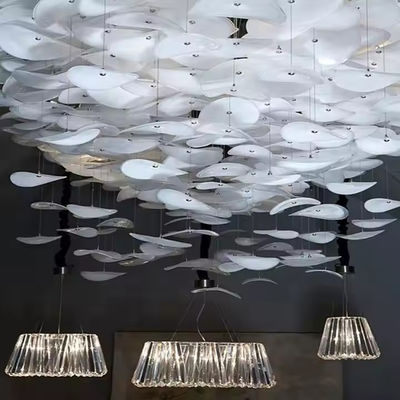 White Glass Pendant Art Glass Hotel Lobby Villa Living Room Luxury Glass Ceiling Led Decorative Chandelier