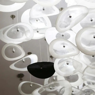 White Glass Pendant Art Glass Hotel Lobby Villa Living Room Luxury Glass Ceiling Led Decorative Chandelier