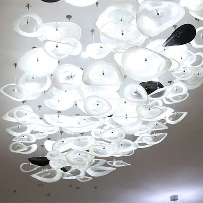 White Glass Pendant Art Glass Hotel Lobby Villa Living Room Luxury Glass Ceiling Led Decorative Chandelier