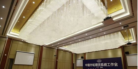 Large Size Rectangle Custom Modern LED Gloss K9 Engineering Entrance Hall Hotel Crystal Chandelier