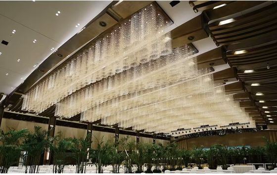 Large Size Rectangle Custom Modern LED Gloss K9 Engineering Entrance Hall Hotel Crystal Chandelier