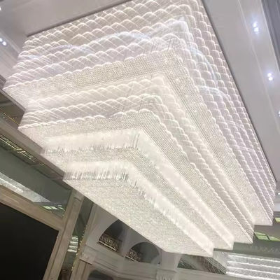 Large Size Rectangle Custom Modern LED Gloss K9 Engineering Entrance Hall Hotel Crystal Chandelier