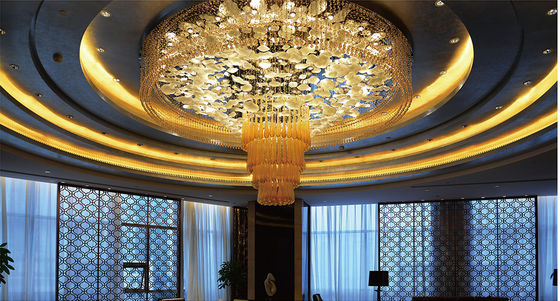 Post-Modern Style Custom Chandelier Hotel Lobby Business Center Large Crystal Luxury Round Water Drop Pendant LED Ceiling Light