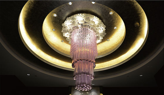 Post-Modern Style Custom Chandelier Hotel Lobby Business Center Large Crystal Luxury Round Water Drop Pendant LED Ceiling Light
