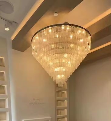 Modern Luxury Round Rock Crystal Chandelier for Living Room Villa Hotel Ceiling Decorative Lighting