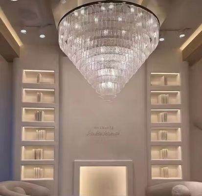 Modern Luxury Round Rock Crystal Chandelier for Living Room Villa Hotel Ceiling Decorative Lighting