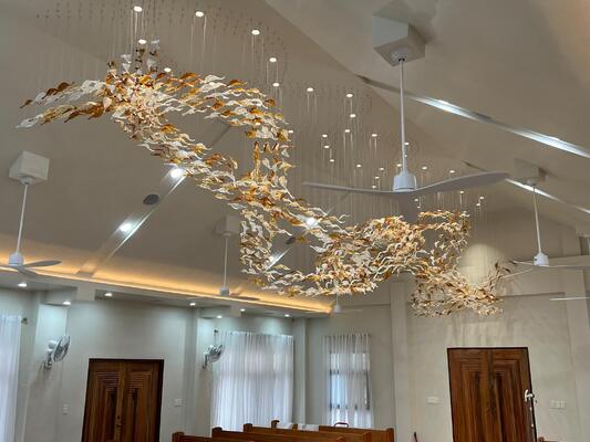 Custom Large  Chandelier Hotel Villa Lobby Light Indoor Decoration Petals Pendant Lighting