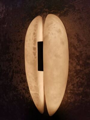 Natural Alabaster Stone 5-Light Cluster Pendant Lamp with Brushed Gold Brass Finish