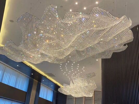 Tailor Made Modern European Crystal Ribbon Spiral Chandelier Banquet Art Decoration Light Fixture
