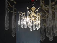 Zobacz H65 Miedziane Ciało Artystyczne Szklane Liść Klonu Wiszące Lampy Nowoczesne ISO9001 Demo