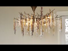 Przedstawiamy 80cm Regulowany Drut Żelazny Kryształowy Żyrandol Dymny Kryształowy Sufit ISO9001 240V Dla Ciebie