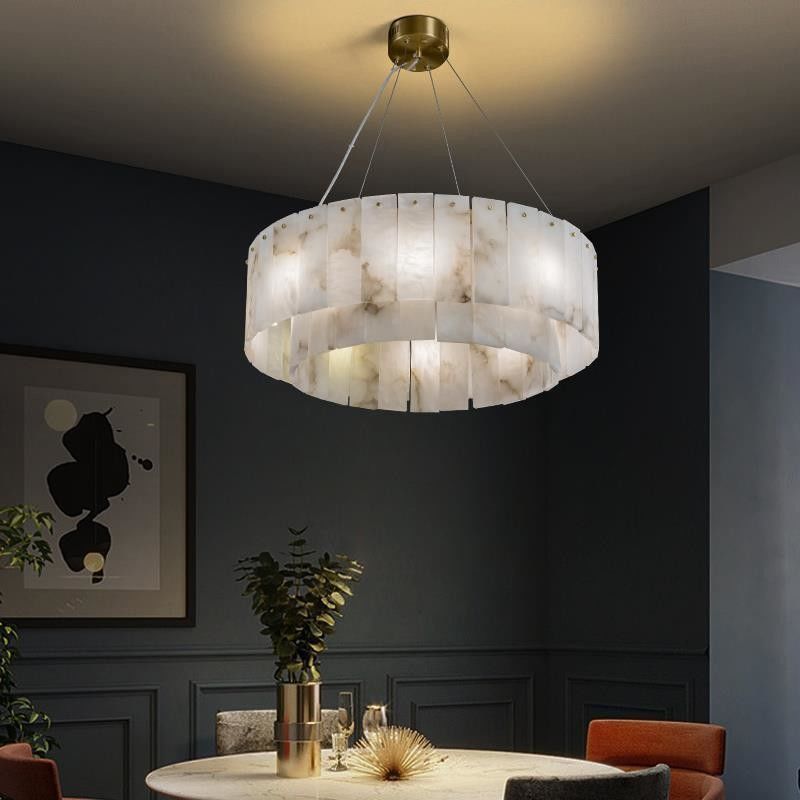 G9 Modern Alabaster Chandelier Decorative Ceiling Hanging Lights For Office 1935lm