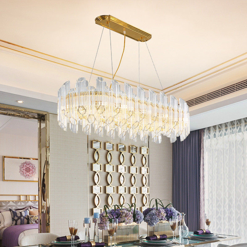 K9 Crystal E14 Luxury Pendant Lights Oval Shaped Ceiling Lights