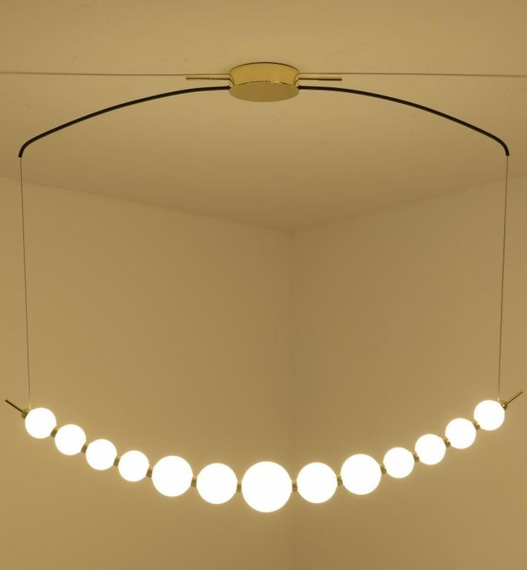 Linear Glass Pendant Lamps 32W 3000K Warm Light White Glass Ball Custom Pendant Light