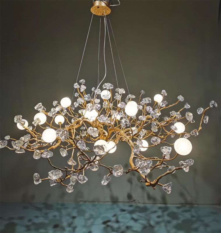 Customized All Copper Creative Glass Stone Pendant Chandelier To Create Light Luxury Style