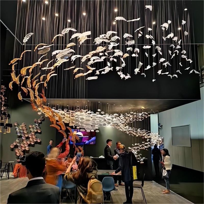 Modern Art Glass Feather Chandeliers