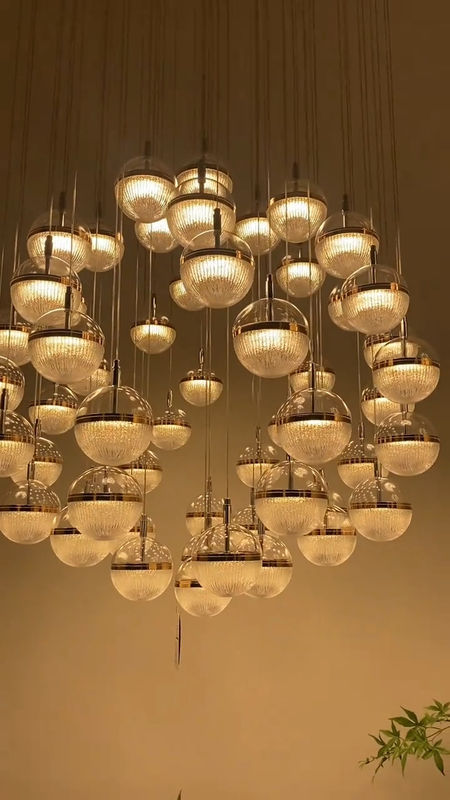Round ball lighting modern staircase chrome acrylic crystal sand pendant lamp