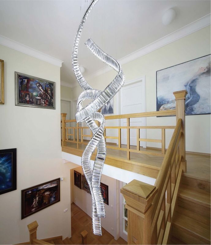 Villa High Stairs Double Crystal Light Atmosphere Ribbon Zhongshan Lamps Home Decoration Lighting Living Room Lamp 30 KG