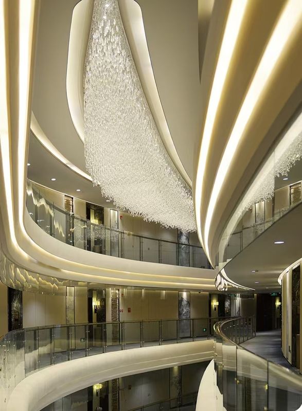Modern Hotel Lobby Wedding Banquet Hall Special Artistic Custom Crystal Chandelier Hotel Engineering Light Chain Crystal LED Ceiling Chandelier
