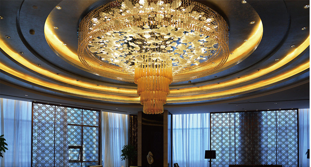 Post-Modern Style Custom Chandelier Hotel Lobby Business Center Large Crystal Luxury Round Water Drop Pendant LED Ceiling Light