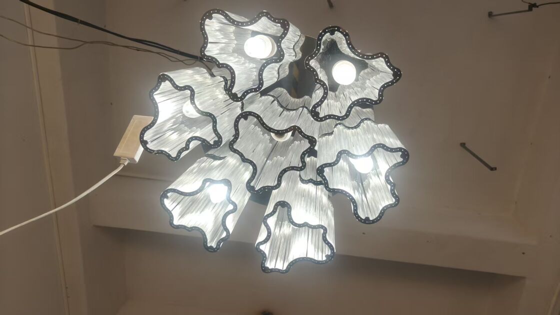 Modern Classic Simple White LED Light Flower Shape Metal Frame Hanging Crystal Chandelier for Wedding Hall Decor Ceiling Grid