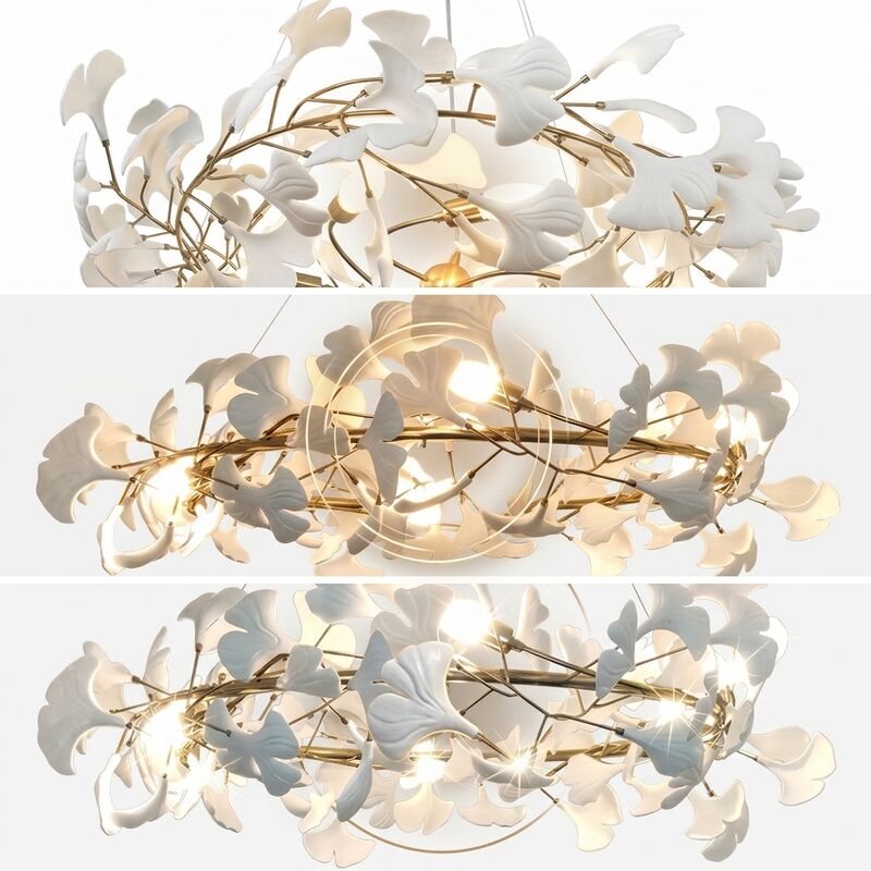 Luxury Contemporary Crystal Palm Leaf Pendant Chandelier Custom Gold Finish Hanging Ceiling Light for Hotel Villa Decor
