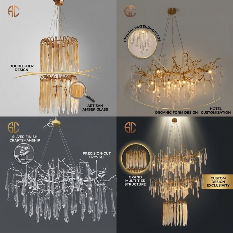Custom Crystal Globe Cluster Chandelier Gold Multi-Drop Adjustable Hotel Villa Stairwell Pendant Light