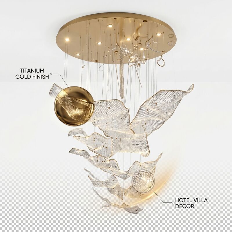 Project Pendant Light Custom Made Golden Metal Body Adjustable Color Temperature 3000-6500K For Commercial Space