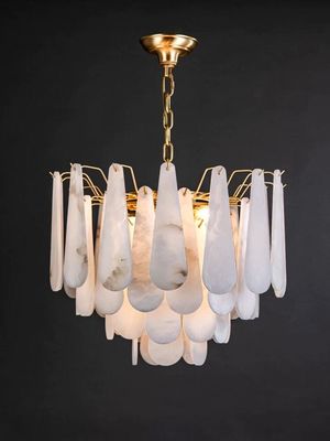 Minimalistyczne Nowoczesne Lampy Dekoracyjne 80lm Żyrandol Kamienny Alabaster