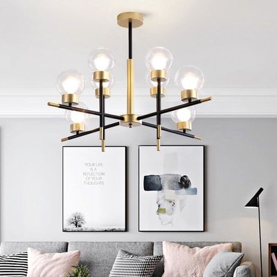 Nordic Glass Ball Modern Pendant Light E27 Wytworzone żelazne gałęzie Dekoracyjne żyrandolki lampy ODM